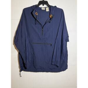 Vtg LL Bean Anorak Jacket Navy Blue 1/2 Zip Hoodie Windbreaker Mens XL Gorpcore